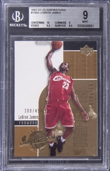 2002/03 Upper Deck Inspirations #156A LeBron James Rookie Card (#209/499) – BGS MINT 9